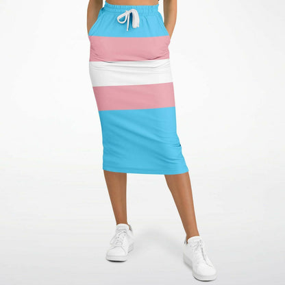 Teen Blue Pink White Pride Ribboned Casual Long Skirt tunnellsCo.