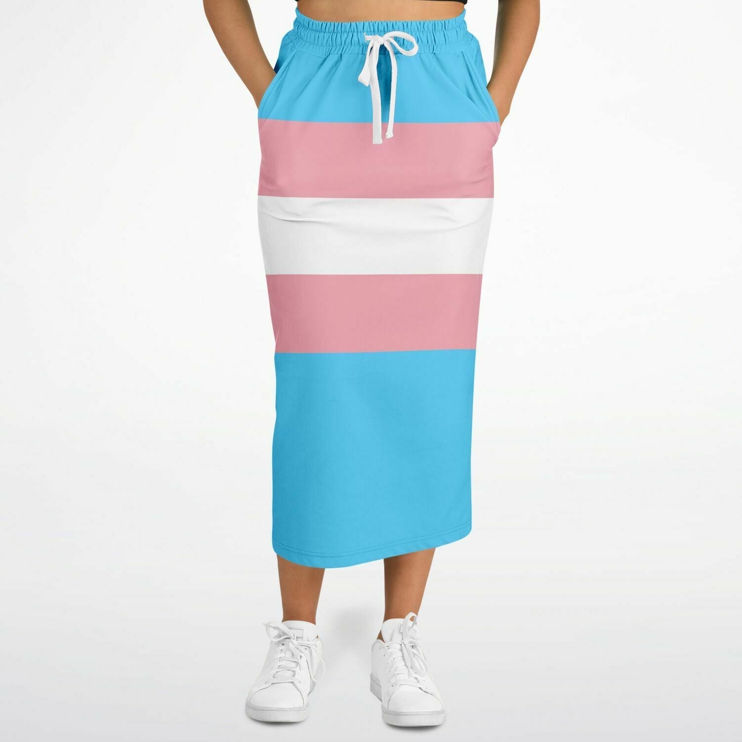 Teen Blue Pink White Pride Ribboned Casual Long Skirt tunnellsCo.