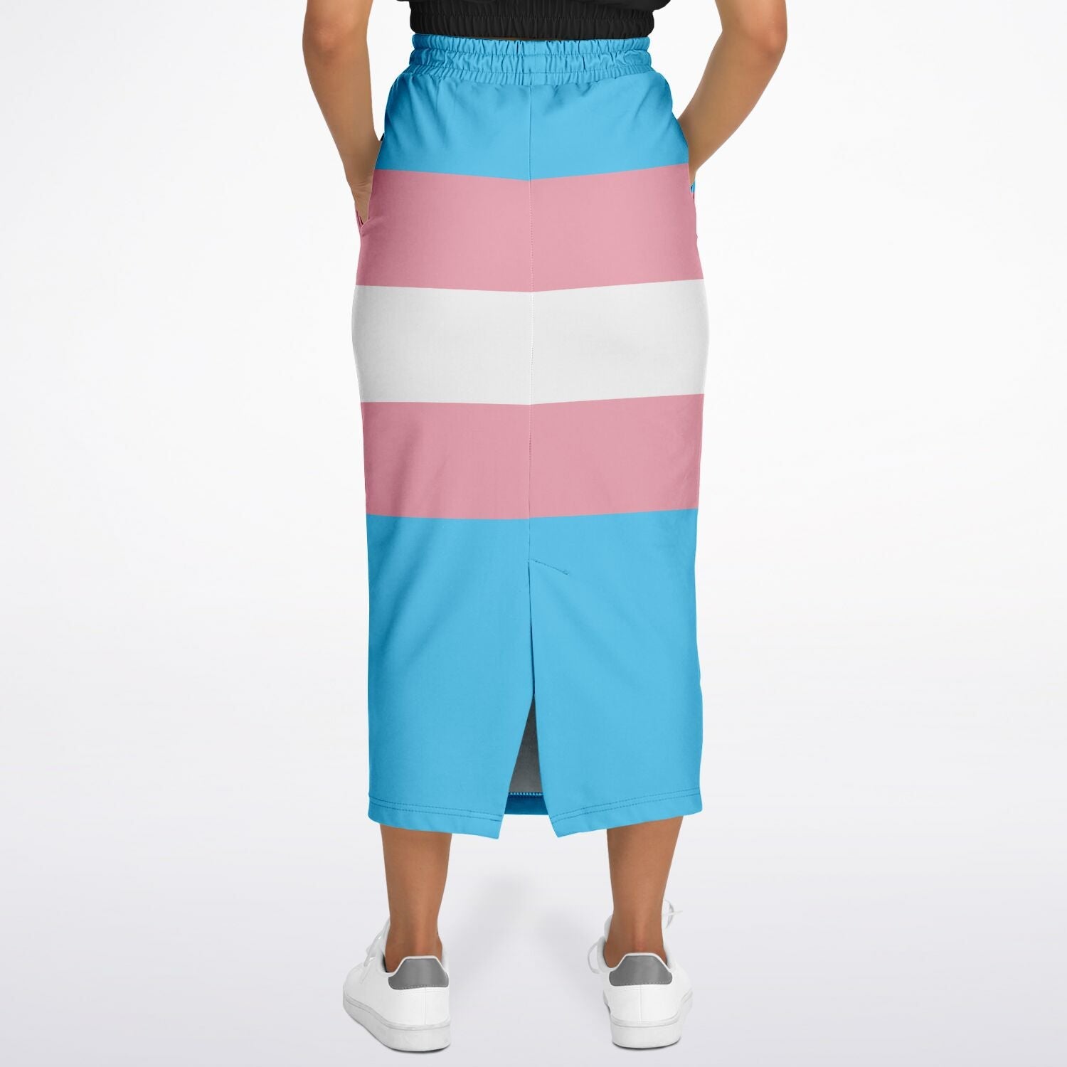 Teen Blue Pink White Pride Ribboned Casual Long Skirt tunnellsCo.