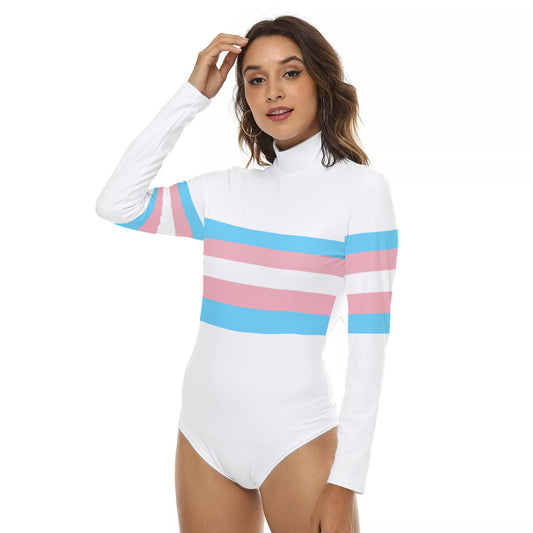 All-Over Print Women's Stretchy Turtleneck Long Sleeve Bodysuit