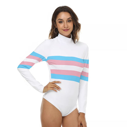 All-Over Print Women's Stretchy Turtleneck Long Sleeve Bodysuit