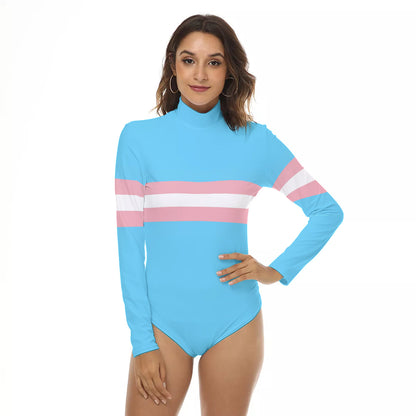 All-Over Print Women's Stretchy Turtleneck Long Sleeve Bodysuit