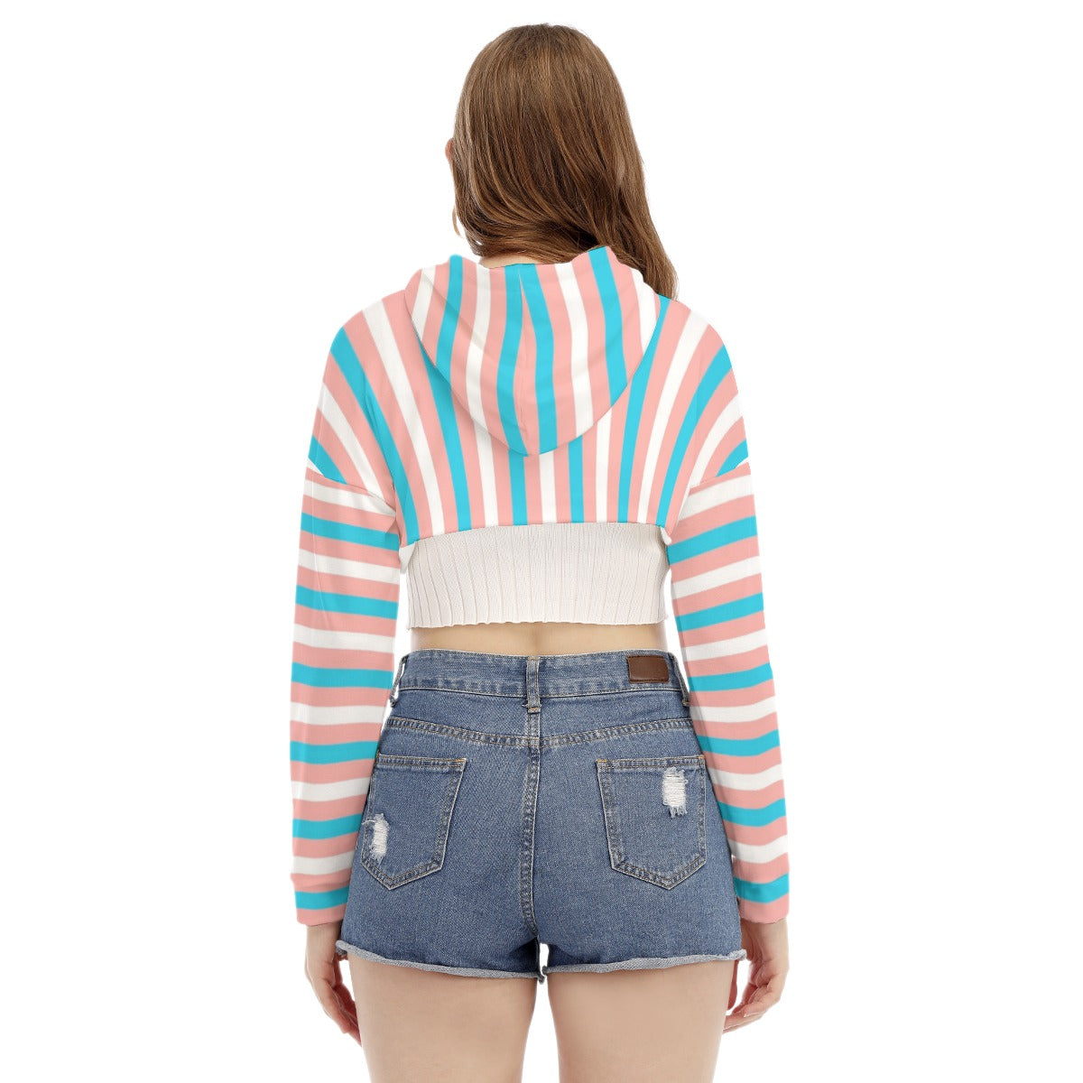 Teen Trans Coloured Candy Striped Cropped Hooded Smock Top tunnellsCo.