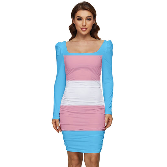 Trans Coloured Long-Sleeved Ruched Stretch Jersey Dress tunnellsCo.