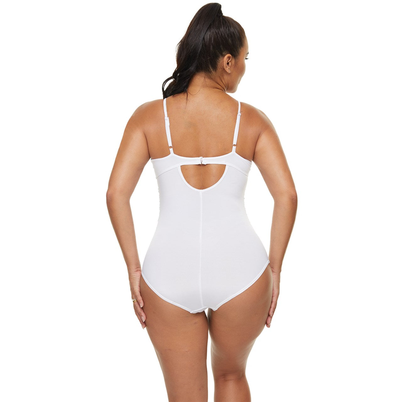 Trans Coloured Sash Ribbon Retro Style White Swimsuit tunnellsCo.