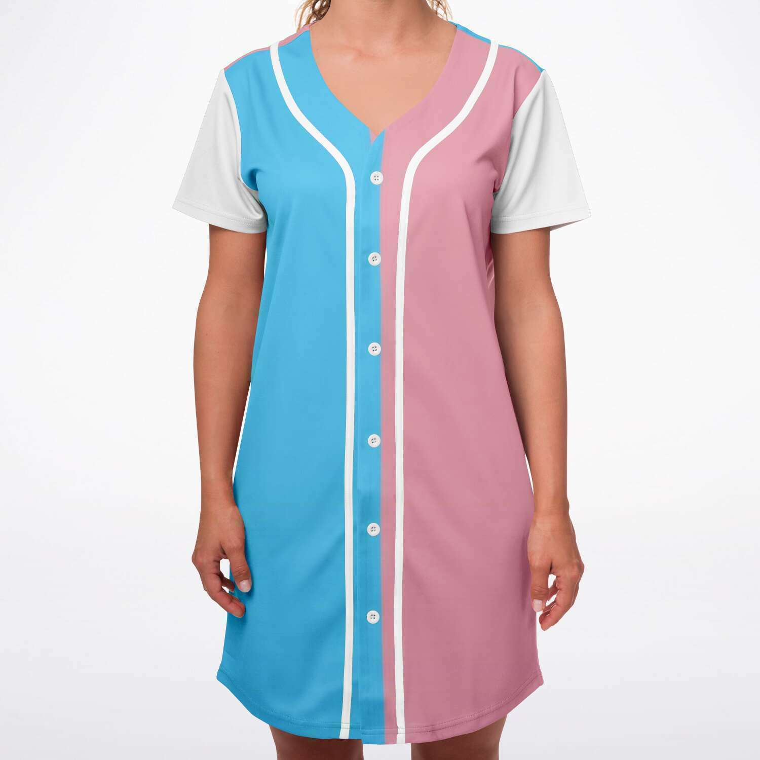 Trans Coloured Trans Paris Pride Baseball Jersey Dress tunnellsCo.