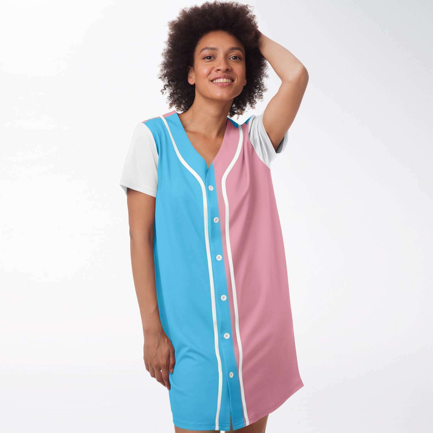 Trans Coloured Trans Paris Pride Baseball Jersey Dress tunnellsCo.