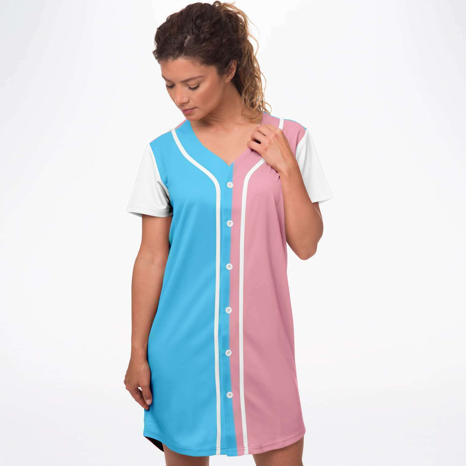 Trans Coloured Trans Paris Pride Baseball Jersey Dress tunnellsCo.