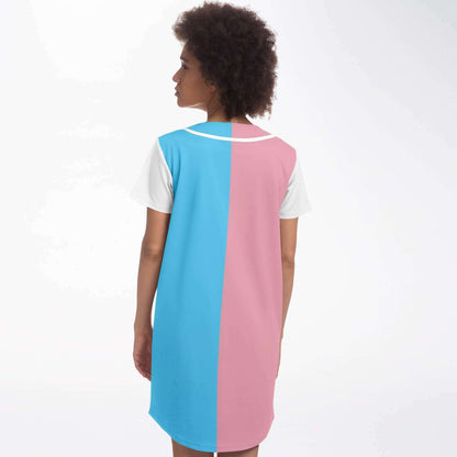 Trans Coloured Trans Paris Pride Baseball Jersey Dress tunnellsCo.