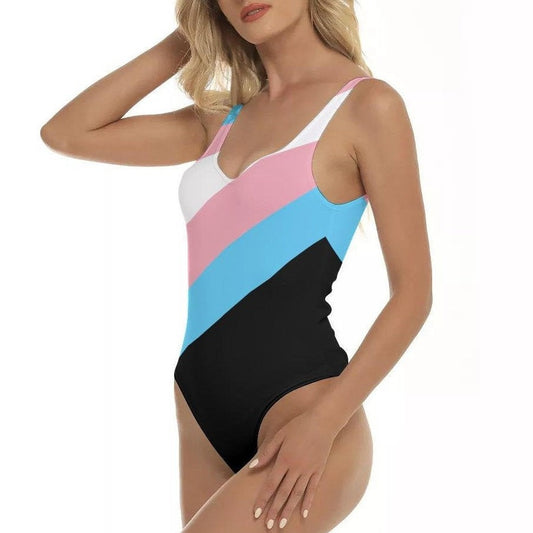 NEW Trans Coloured Black Swimsuit Trans Apparel & Gift Ideas for Transwomen, Friends, Family and Allies tunnells