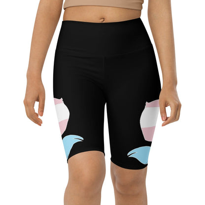 Trans Coloured Trans Pride Black Butt-Lifting Cycling Shorts tunnellsCo.