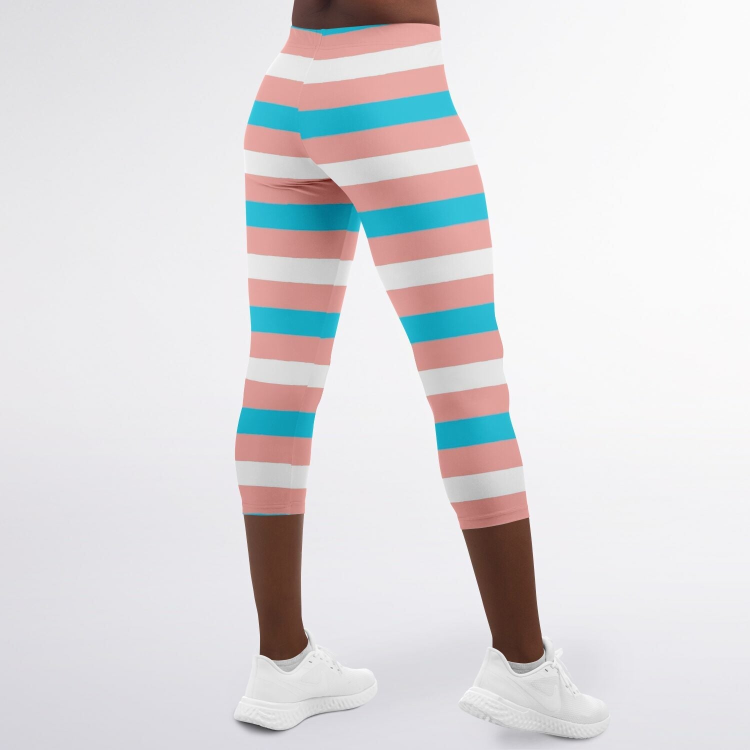 Trans Coloured Trans Pride Candy Striped Breathable Yoga Capri tunnellsCo.