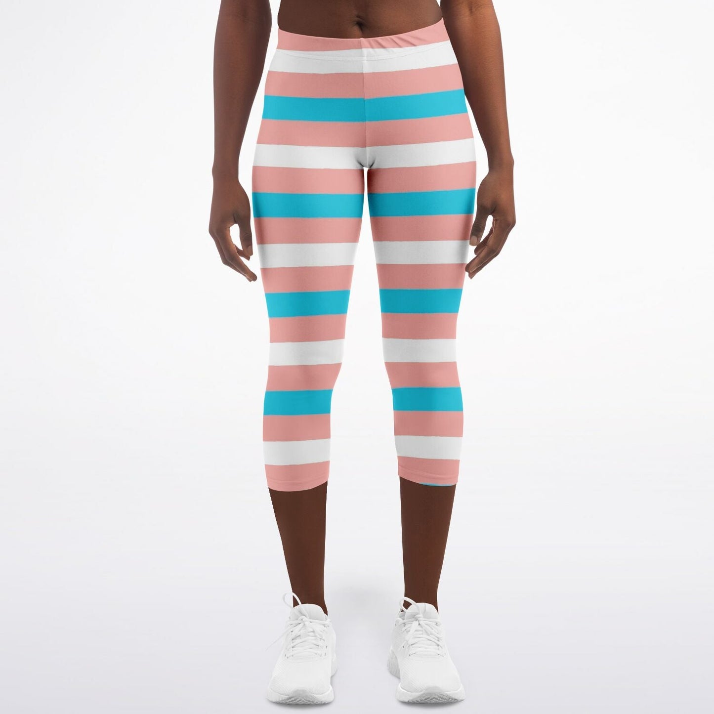 Trans Coloured Trans Pride Candy Striped Breathable Yoga Capri tunnellsCo.