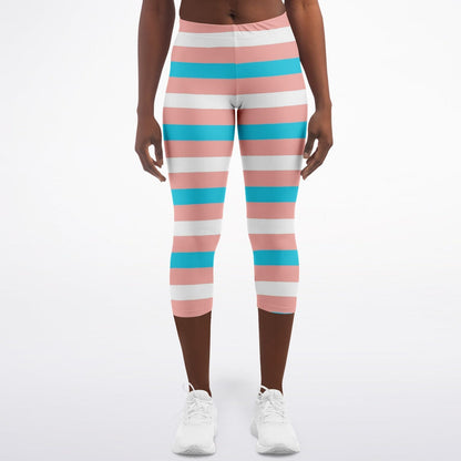 Trans Coloured Trans Pride Candy Striped Breathable Yoga Capri tunnellsCo.