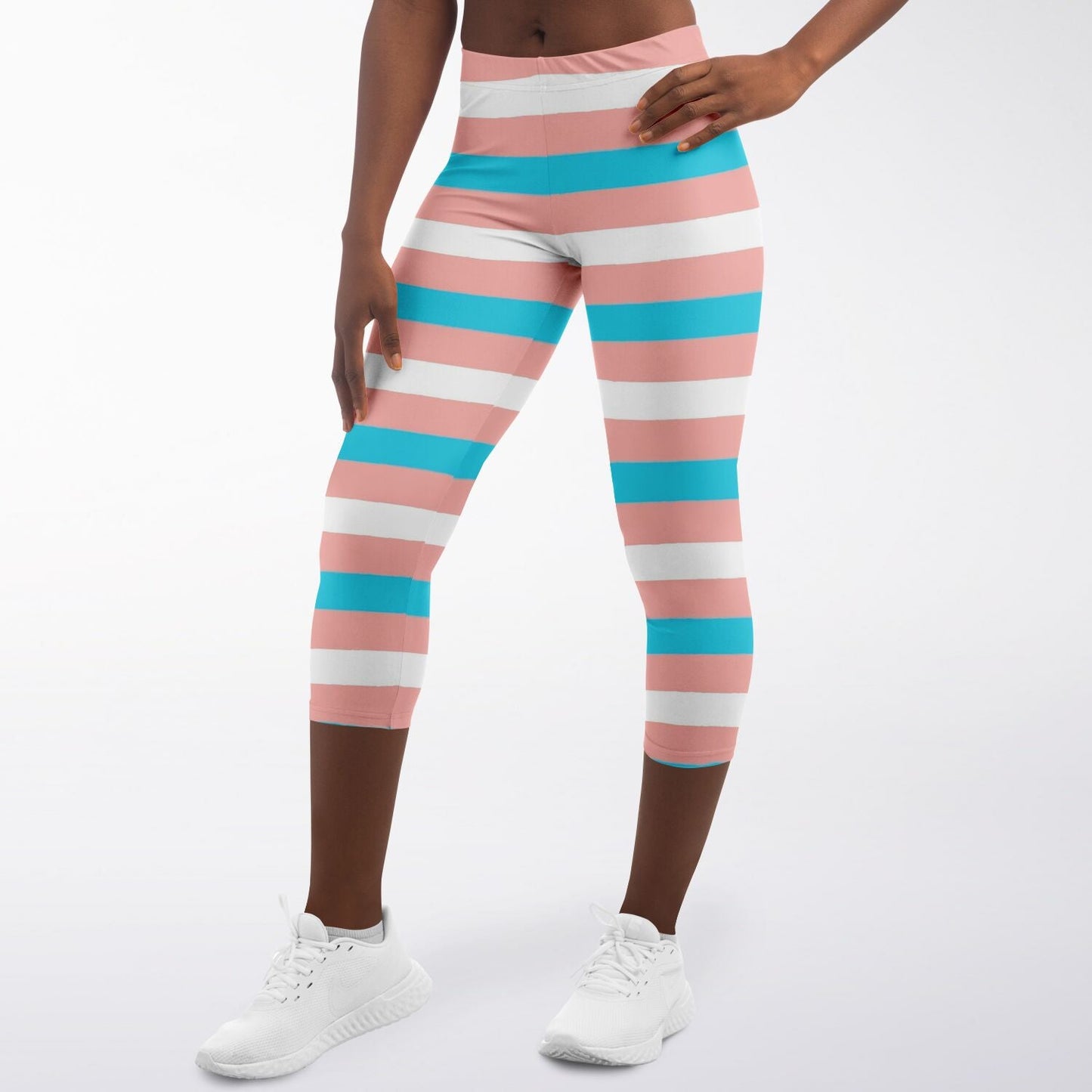 Trans Coloured Trans Pride Candy Striped Breathable Yoga Capri tunnellsCo.