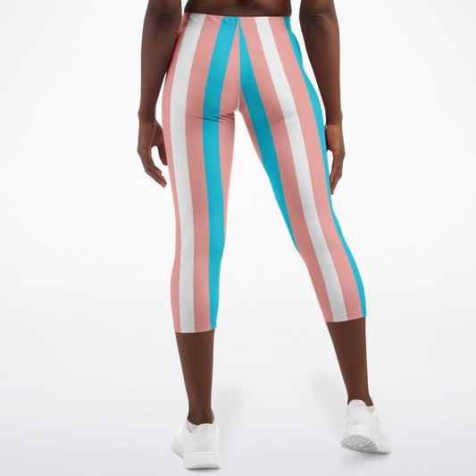 Trans Coloured Trans Pride Candystriped Breathable Yoga Capri tunnellsCo.