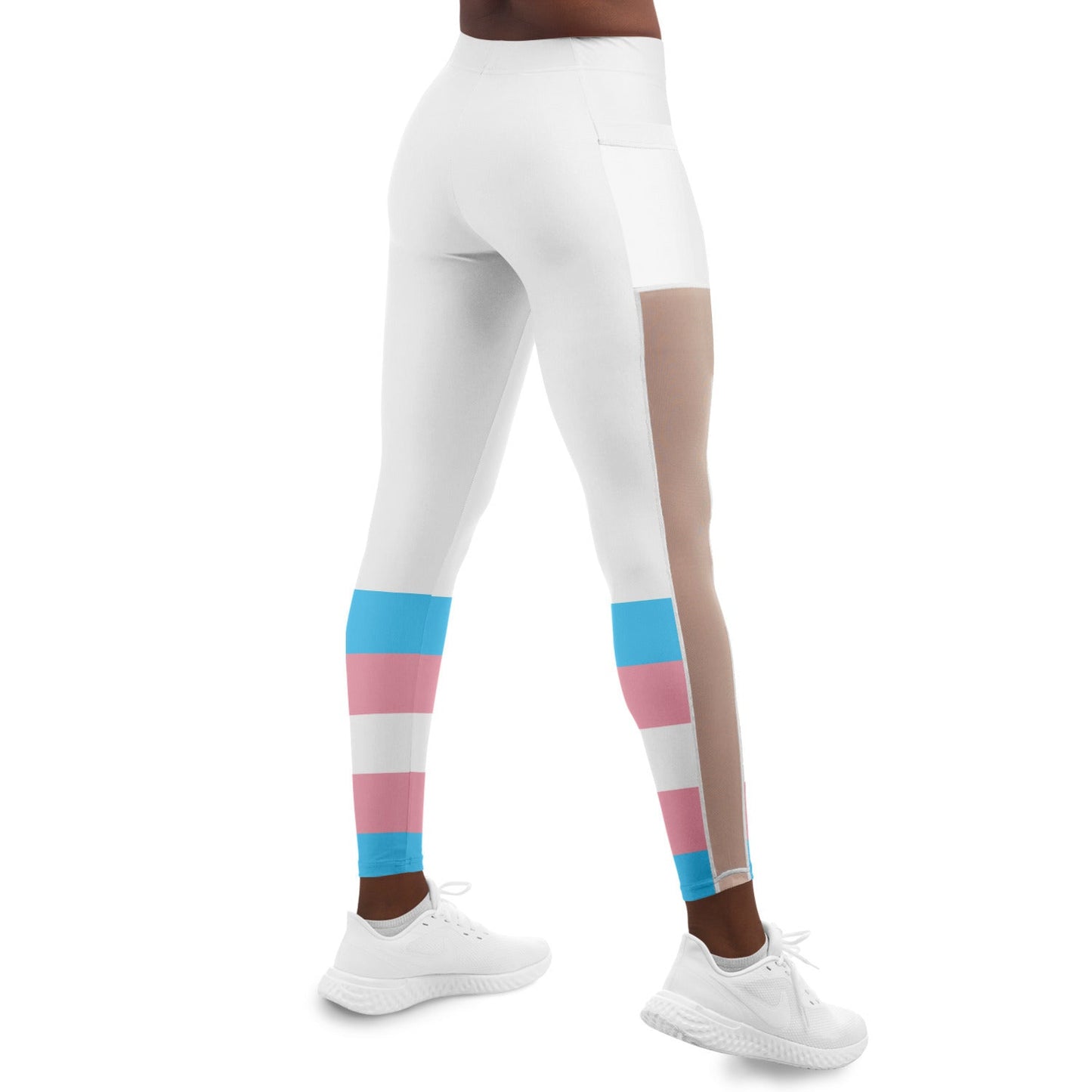 Trans Coloured Trans Pride Ribbon White Pilates Fitness Pants tunnellsCo.