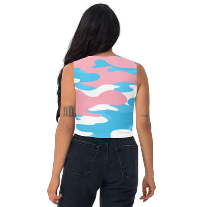 Blue Pink White Pride Camouflage Cropped Fitness Tank