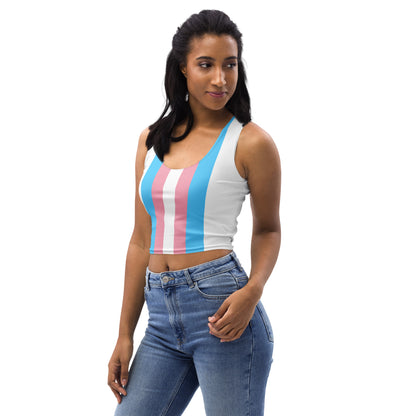 Blue Pink White Pride Cropped Fitness Tank