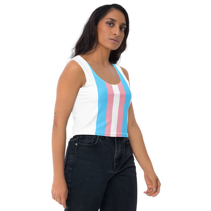 Blue Pink White Pride Cropped Fitness Tank