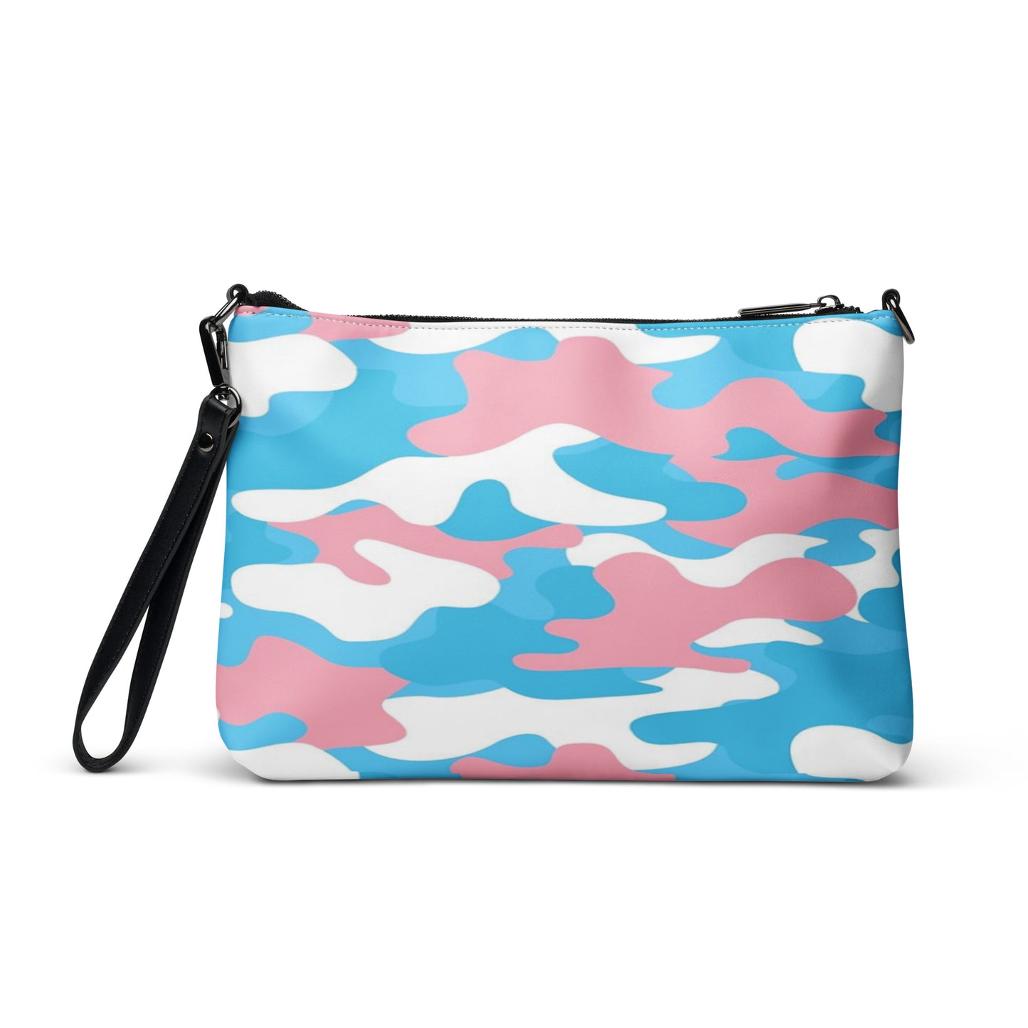 Blue Pink White Pride Camouflage Faux Leather Crossbody Handbag