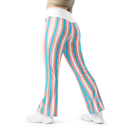 2XS - 6XL Blue Pink White Pride Candystriped Flared Street Leggings