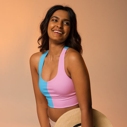 Blue Pink White Paris Pride Sports Bra