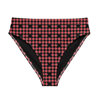 Red & Black Diamond Mosaic High-Waisted High-Cut Tucking Panty