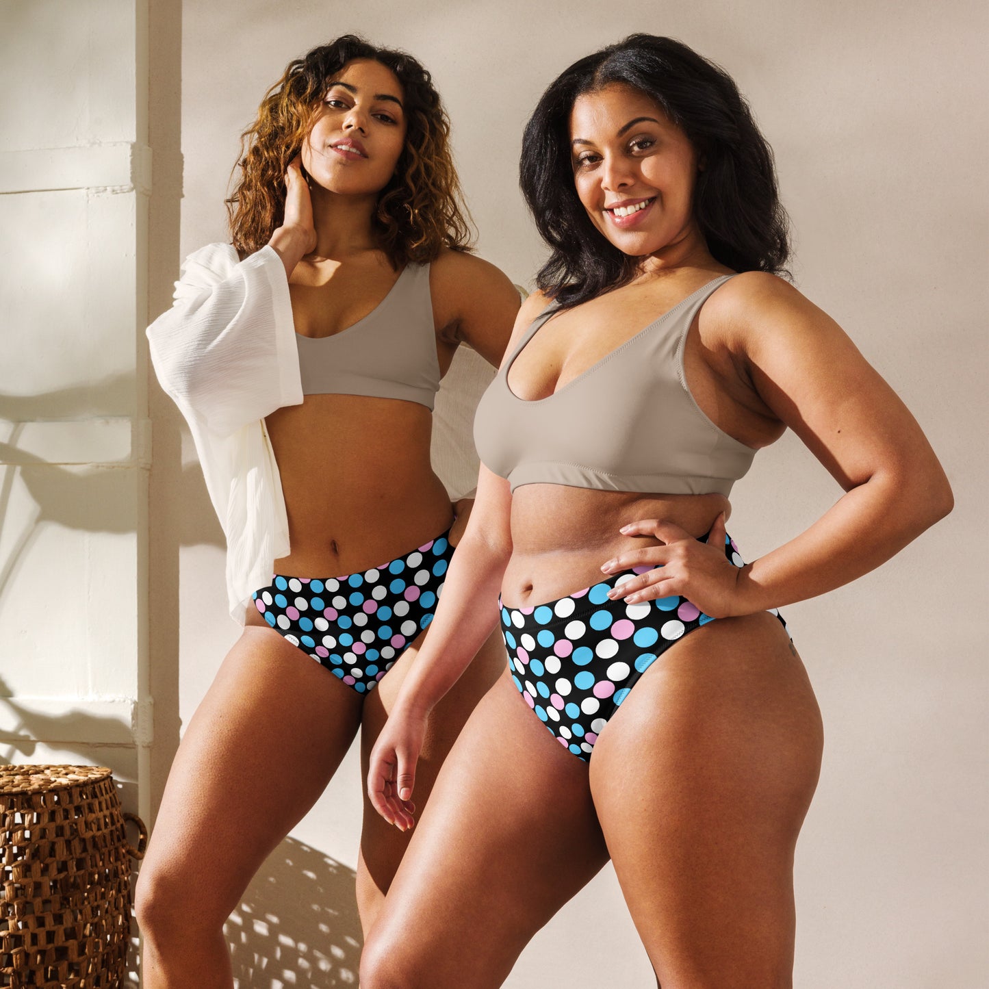 Blue Pink White Pride Polka Dot Hip-Cut Tucking Panty