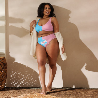 Blue Pink White 'TRANS GIRL POWER' Paris Pride Recycled High-Waisted Bikini Twin-Set