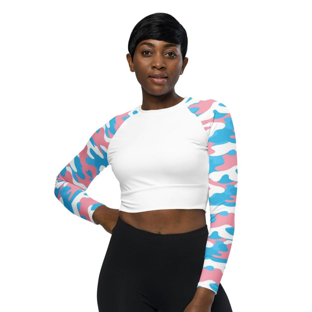 Trans Coloured Trans Pride Camouflage Cropped Gym Top
