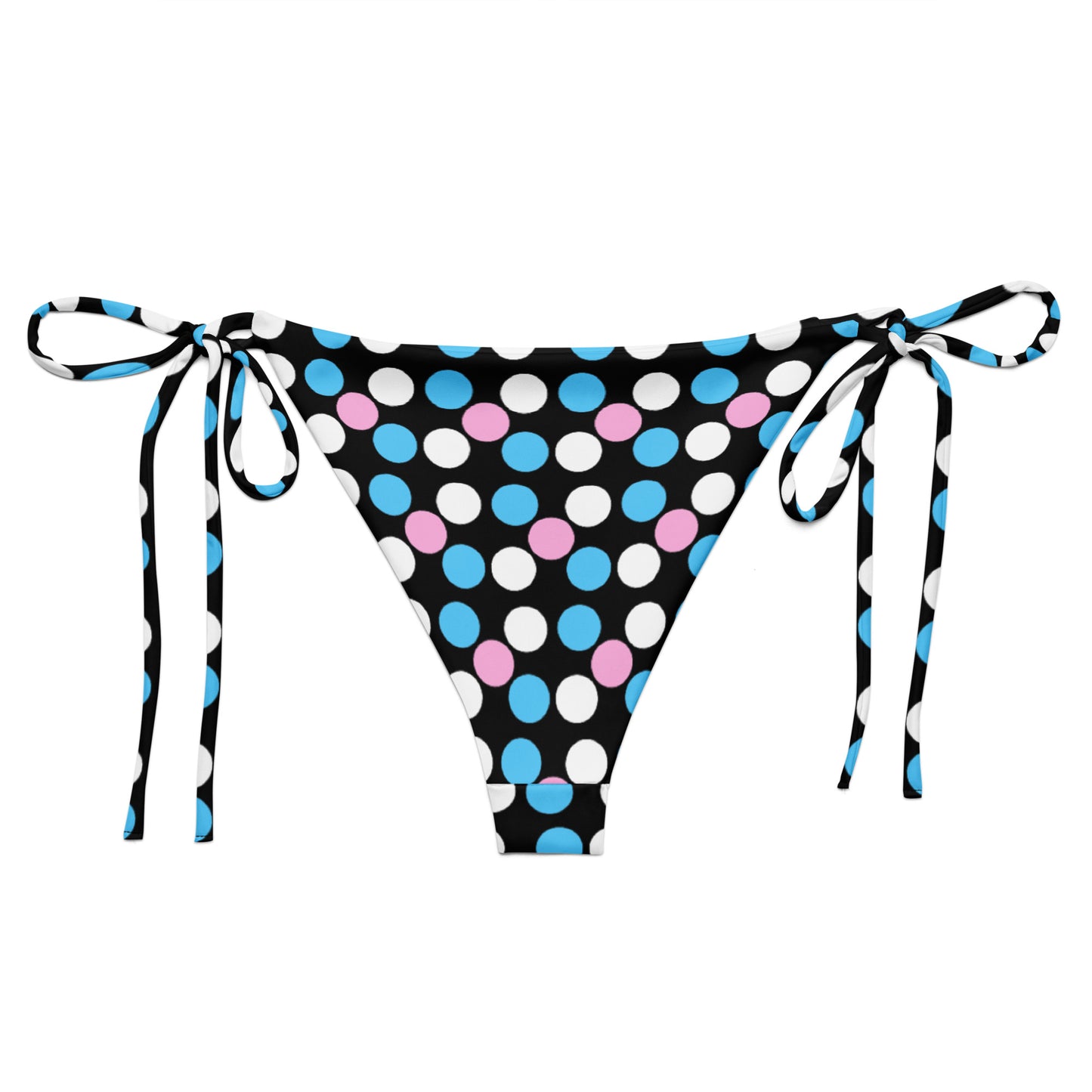 Blue Pink White Pride Polka Dot Recycled String Bikini Bottom