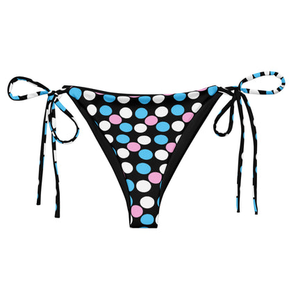 Blue Pink White Pride Polka Dot Recycled String Bikini Bottom