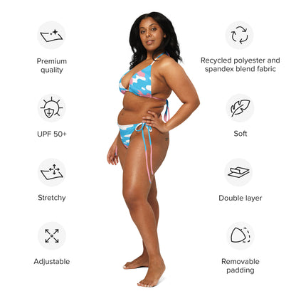 Teen - Plus Blue Pink White Pride Camouflage String Bikini Set