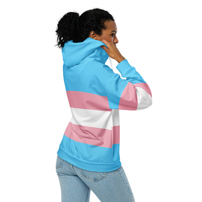 Teen - Plus Size All-Over Blue Pink White Pride Zipper Hoodie