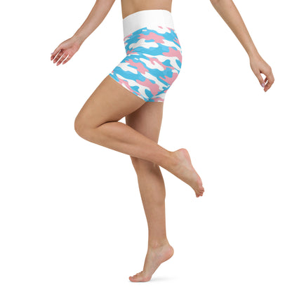 Teen Blue Pink White Pride Camouflage Pilates & Yoga Fitness Shorts