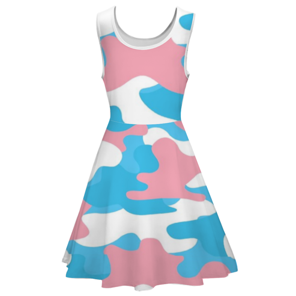 XS-5XL Blue Pink White Pride Camouflage Skater Style Dress