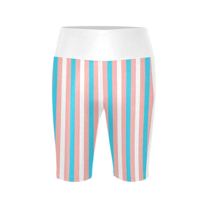 Trans Coloured Pride Candy Stripe White Pilates Fitness Shorts