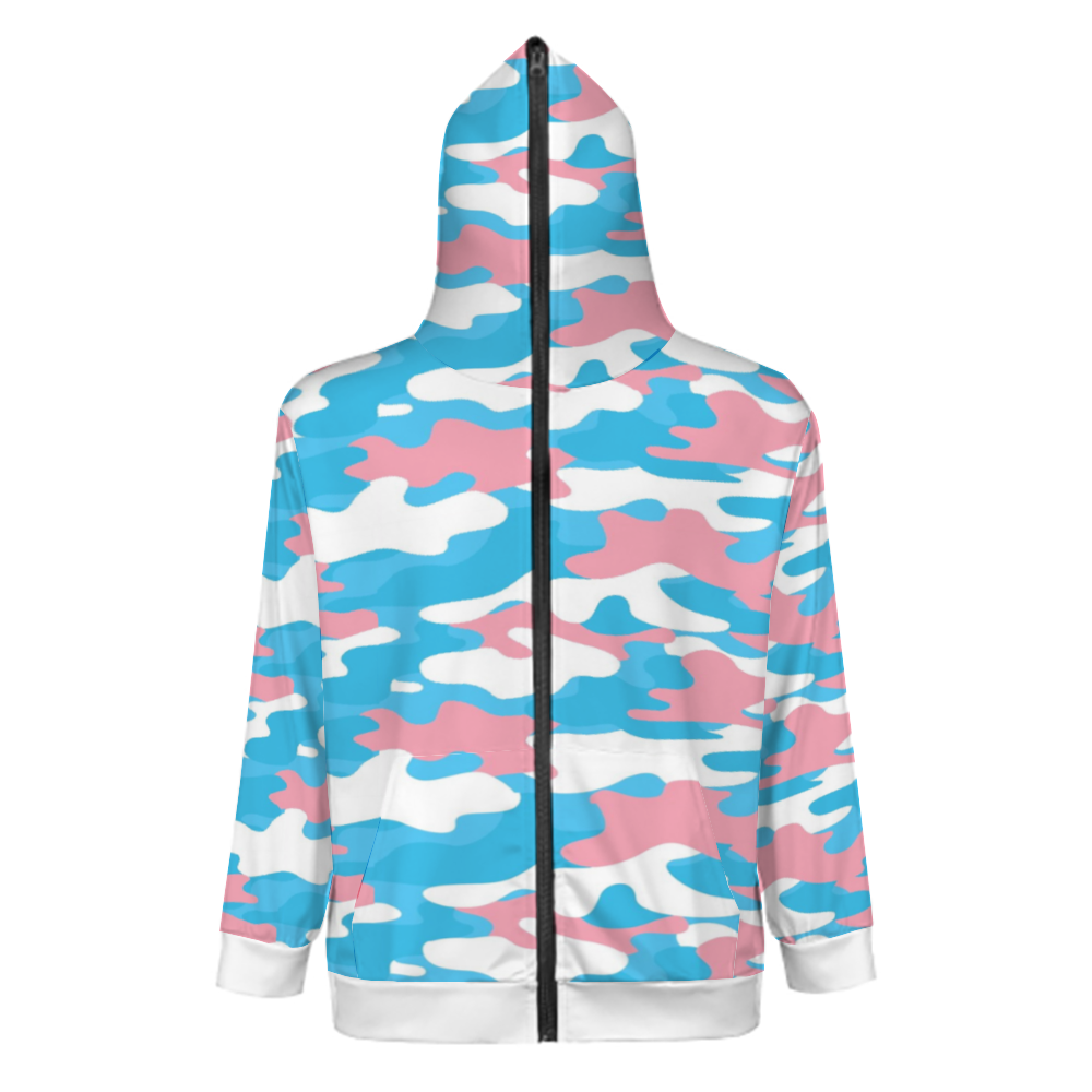 Teen Pride Camouflage Full-Zip-Up Causal Long-Sleeved Hoodies