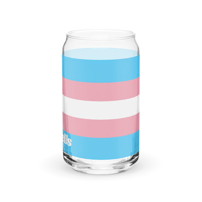 Blue Pink White Pride Soda Can-Shaped Glass