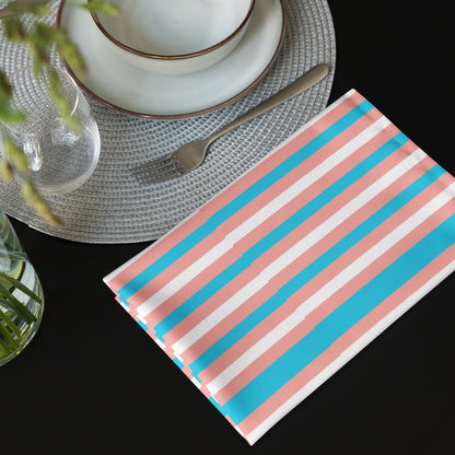 Blue Pink White Pride Candy Striped Cloth 4pcs Napkin Set