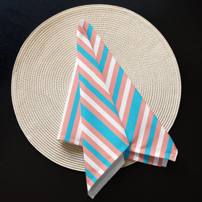 Blue Pink White Pride Candy Striped Cloth 4pcs Napkin Set