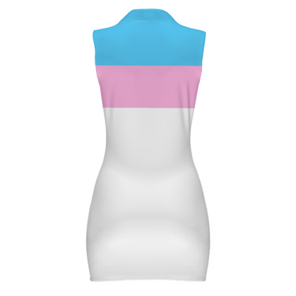 XS-2XL Teen Blue Pink White Pride Sleeveless Polo Dress