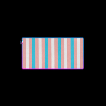 Blue Pink White Pride Candy Striped Transparent LED Gaming Pad