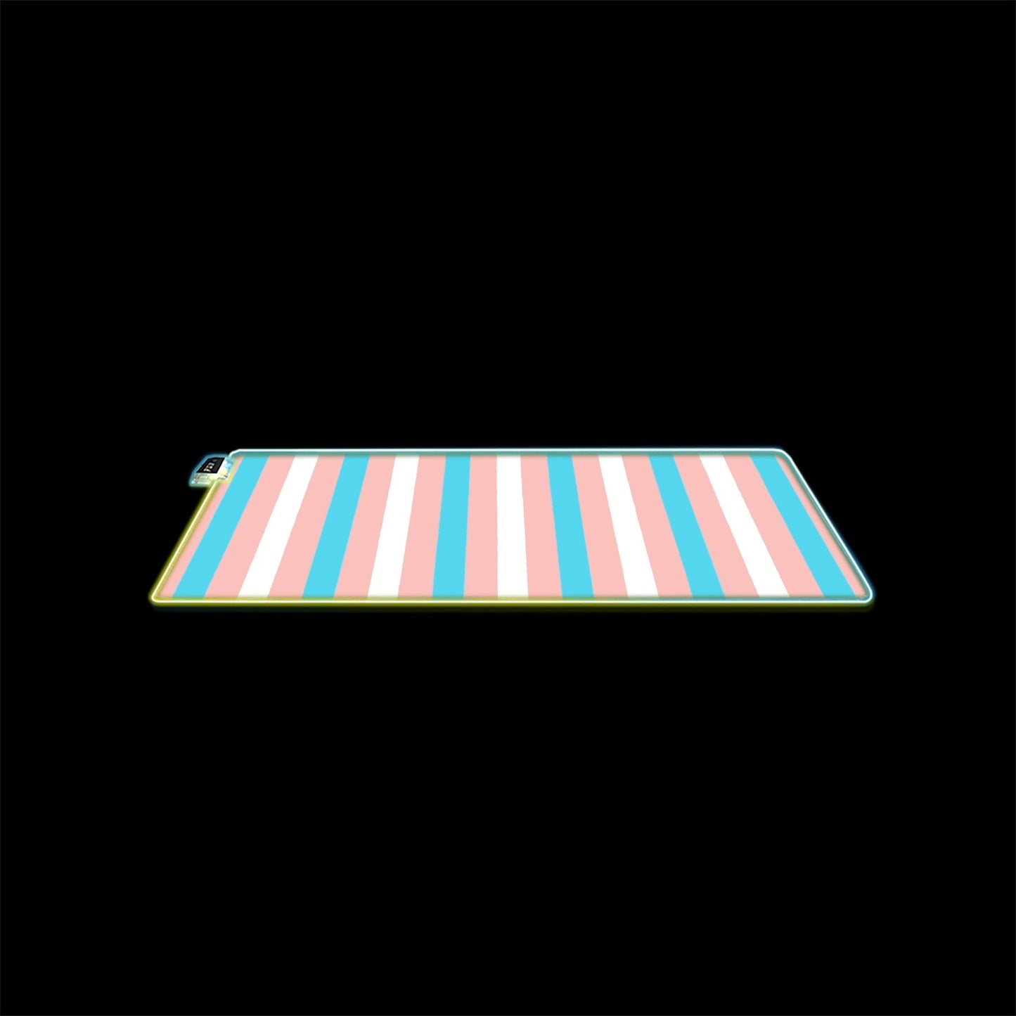 Blue Pink White Pride Candy Striped Transparent LED Gaming Pad