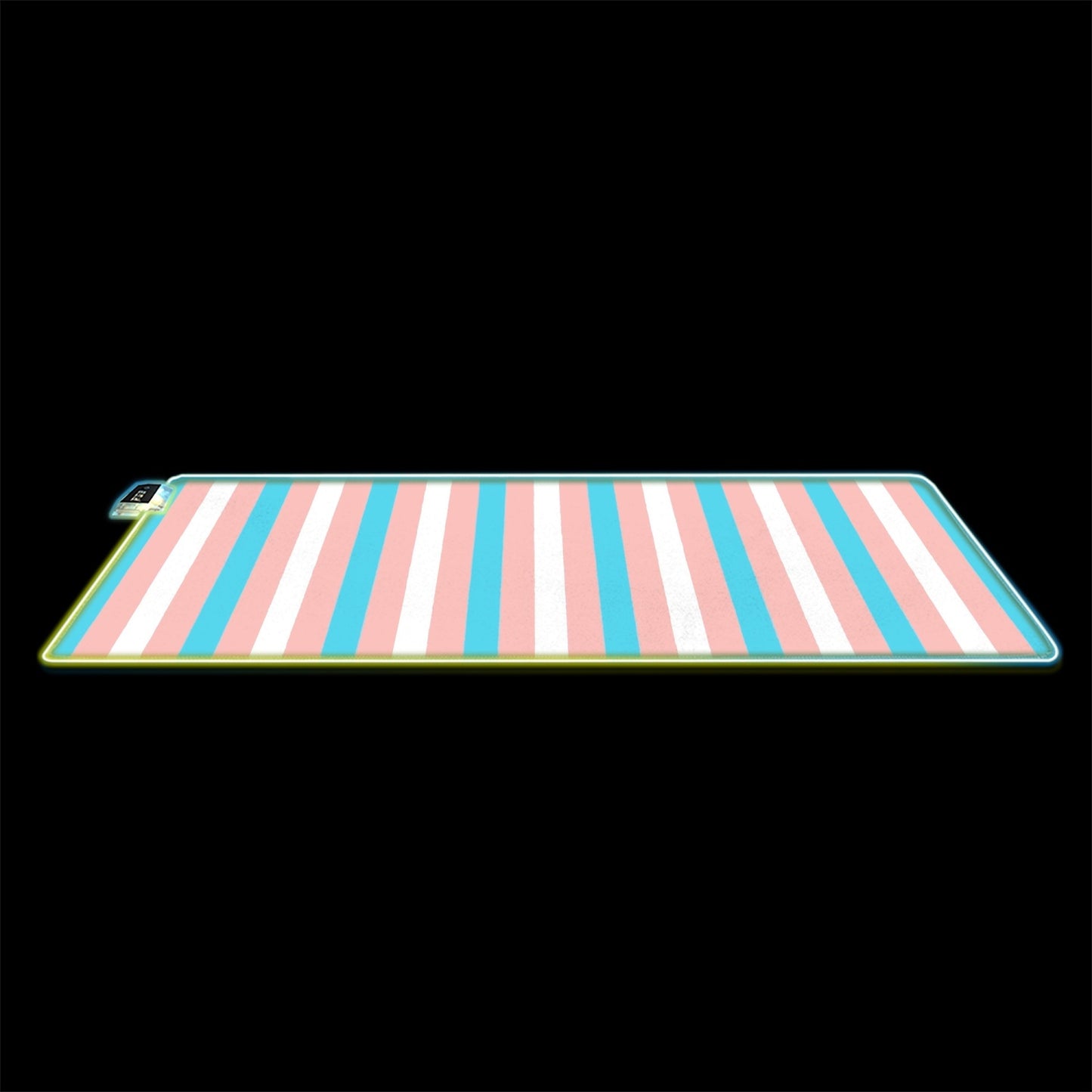 Blue Pink White Pride Candy Striped Transparent LED Gaming Pad