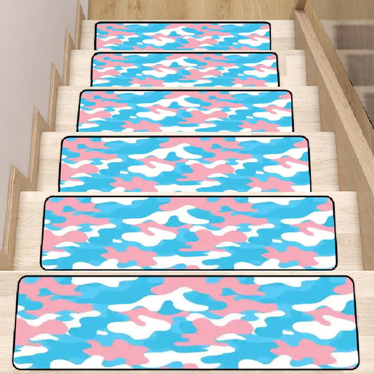 Blue Pink White Pride Camoulage Non-Slip Carpet Stair Treads