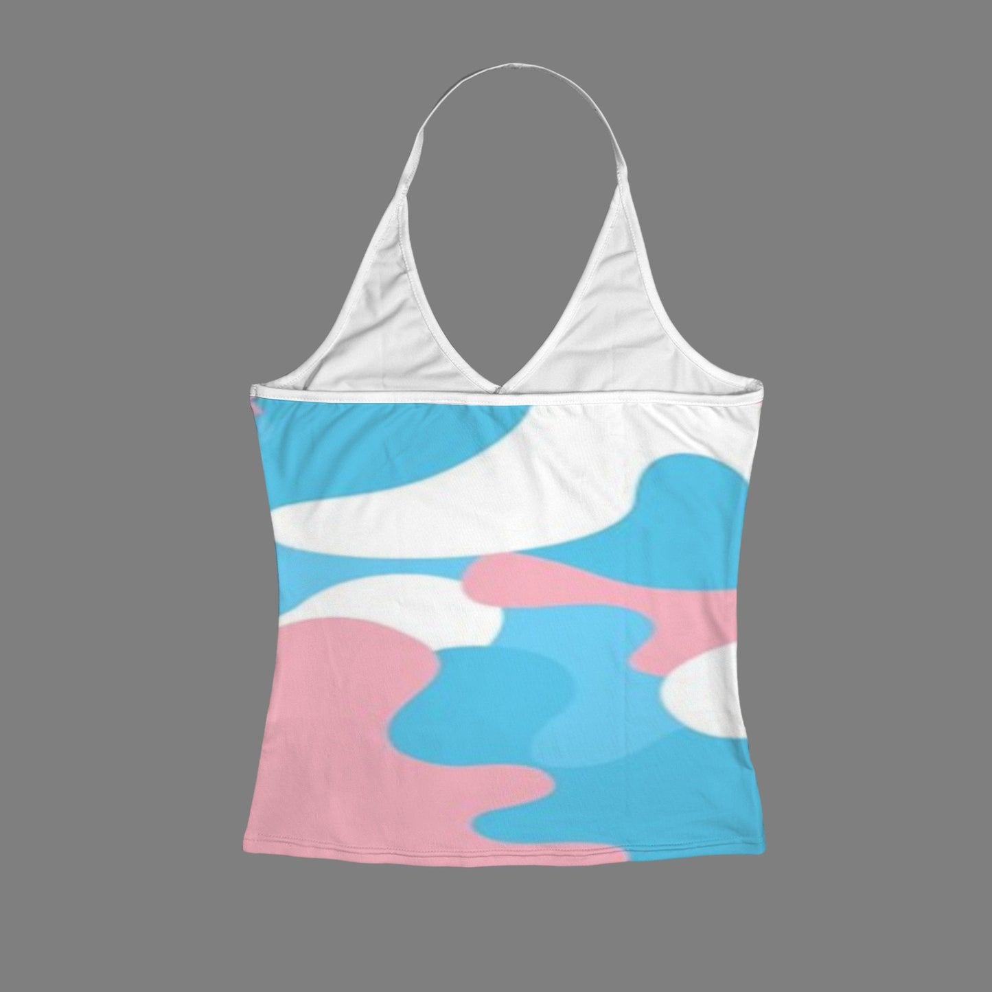 2XS - 2XL Teen Blue Pink White Pride Camo V-neck Halter Open Back Tank Top