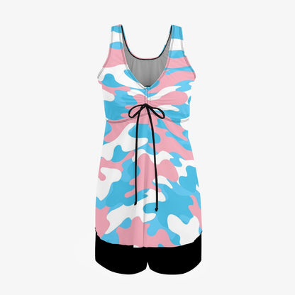 S-5XL Blue Pink White Pride Camouflage Two-Piece Swimsuit