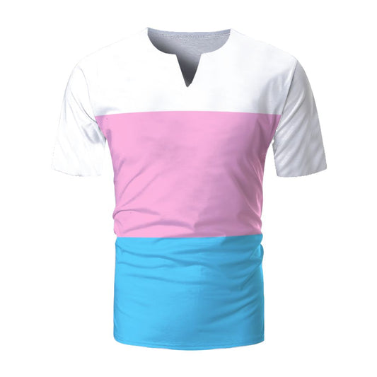 M-3XL Blue Pink White Pride V-neck Short-Sleeve Boyfriend T-Shirt